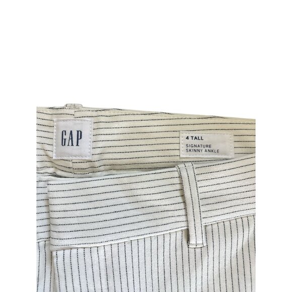 Gap Womens Signature Skinny Ankle Pants 4 Tall Off-White Pinstripe Work Office - Picture 3 of 9